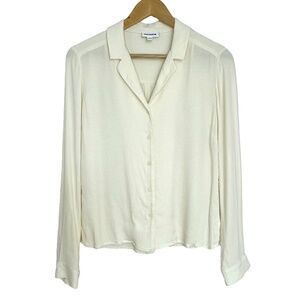 Frank & Oak Cream Button-Front Long-Sleeve Blouse